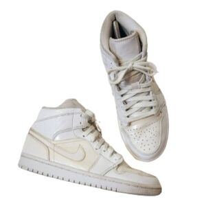 Nike Air Jordan 1 Patent Leather White Sneakers Size 7